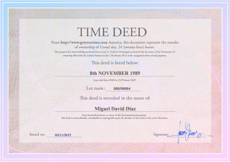 A certificate issued by Get Your Time. Photo: Miguel David Díaz